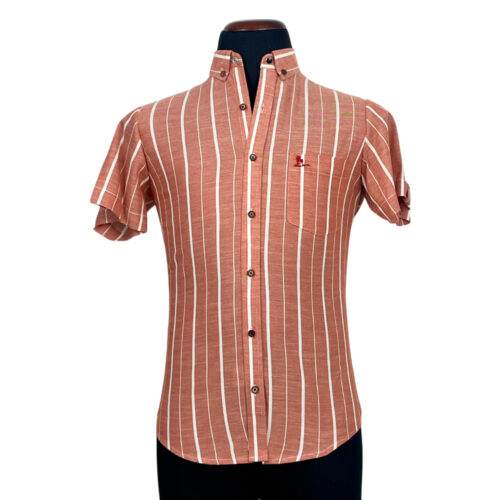 Camisa Avellana rayas crema y marrón
