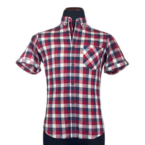 Camisa Caoba cuadros rojo y azul