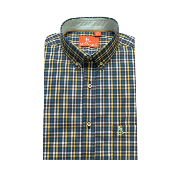 Camisa Amaranto cuadros azul marino y amarillo - Image 2
