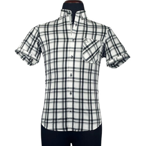 Camisa Mármol cuadros blanco y negro