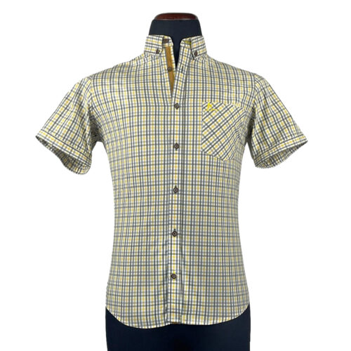 Camisa Ámbar cuadros amarillo y gris