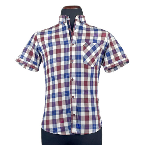 Camisa Cuarzo cuadros azul y vino