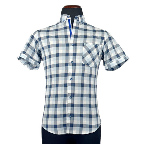 Camisa Zafiro cuadros azul y gris