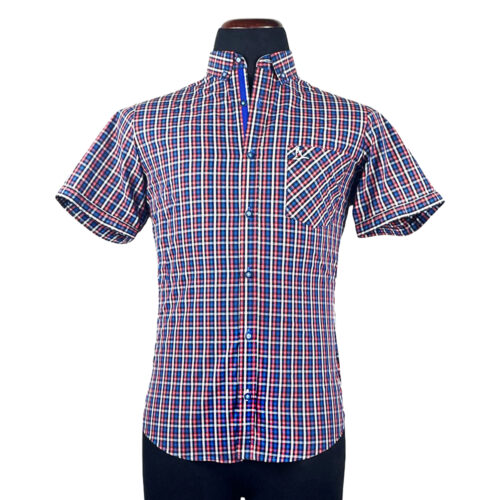 Camisa Andina cuadros rojo y azul