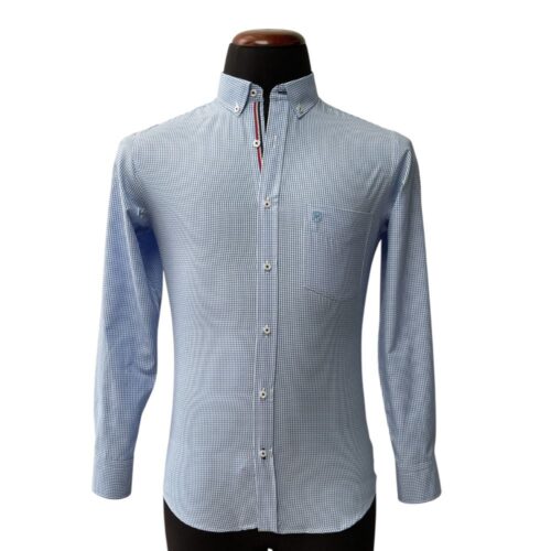 Camisa cuadros pequeños celeste