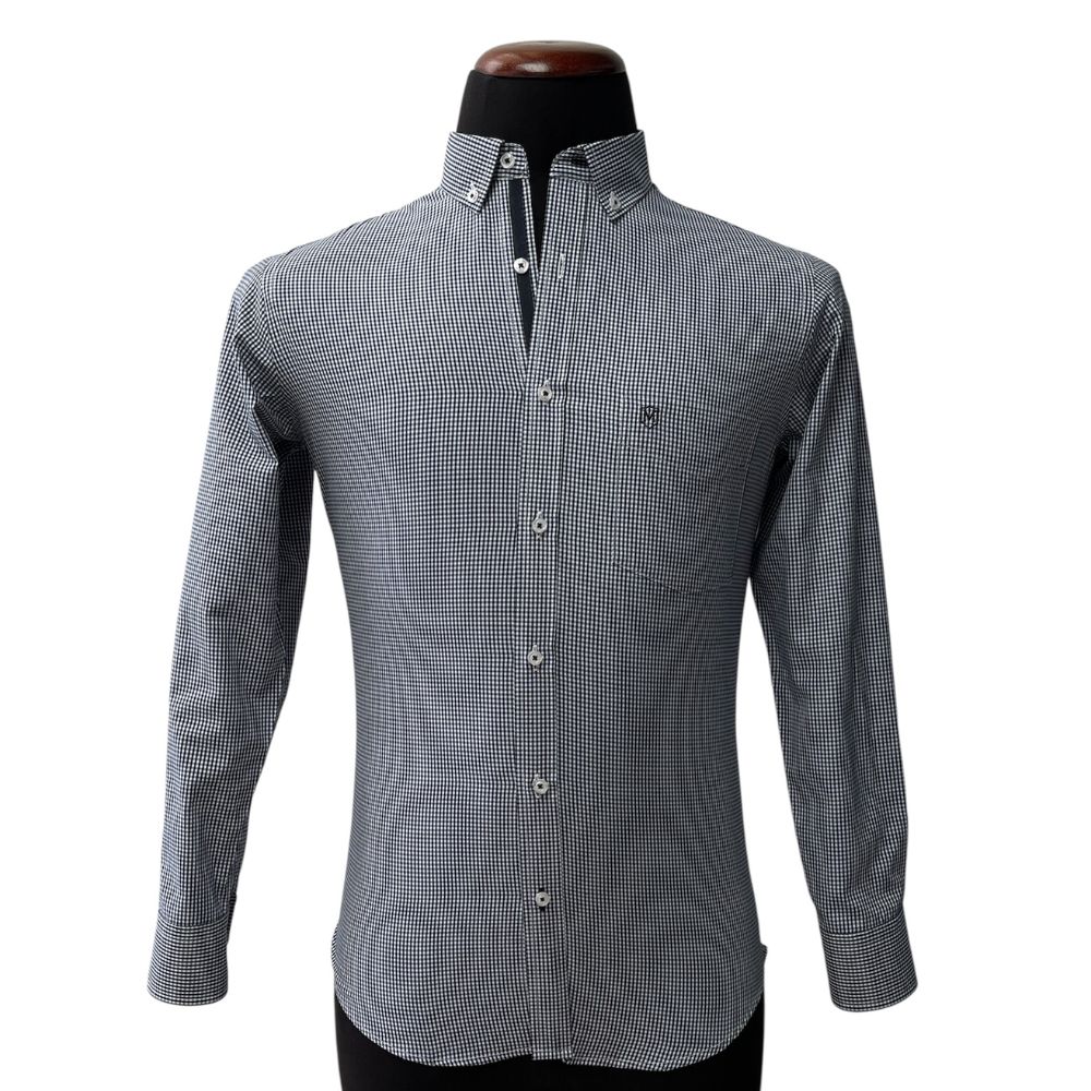 Camisa cuadros pequeños azul