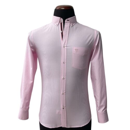 Camisa cuadros pequeños rosa